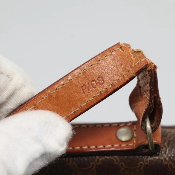 CELINE Macadam Canvas Shoulder Bag PVC Leather Brown Gold Auth - Picture 9 of 16